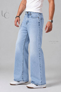 unclear Boot-Leg Men Light Blue Jeans