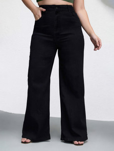 Miss Chase Wide Leg Women Black Jeans