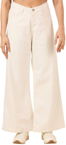 3BUTTERFLIES Flared Women White Jeans