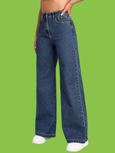 VBEAUTI Wide Leg Women Dark Blue Jeans