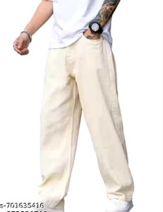 SFCLOTHING Baggy Fit Men Beige Jeans - Image 5