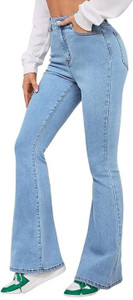 KCM FASHION Flared Women Light Blue Jeans