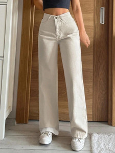 Niffer Fashion Straight Fit Women Beige Jeans