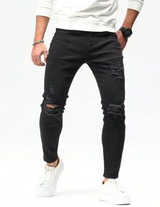 Creatywitty Slim Men Black Jeans