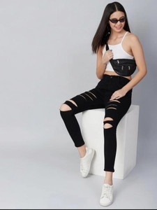 C2FH Skinny Women Black Jeans