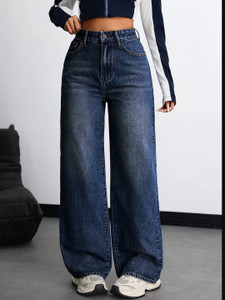 TYFFYN Loose Fit Women Dark Blue Jeans