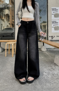 SHRIVAN Wide Leg Black Jeans for Women - Image 5