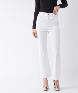 Miss Chase Boot-Leg Women White Jeans