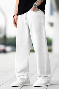 SHINIK Loose Fit Men White Jeans