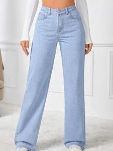 DEYLIGHT Loose Fit Women Light Blue Jeans