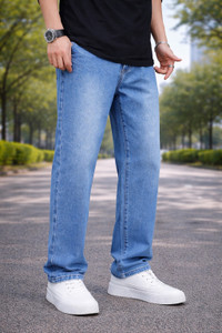 DENIM LOOK Men Loose Fit Mid Rise Blue Jeans - Image 1