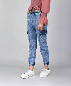 ZODIO Jogger Fit Girls Dark Blue Jeans