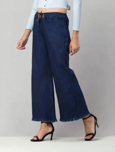 LIKEEFAHION Flared Women Dark Blue Jeans
