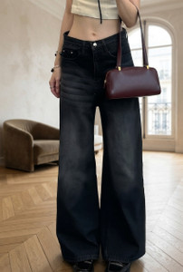 Kidoferia Wide Leg Women Black Jeans