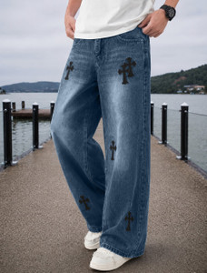 Plus91 Baggy Fit Men Dark Blue Jeans - Image 4