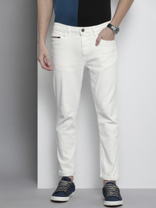 The Indian Garage Co. Carrot Fit Slim Men White Jeans