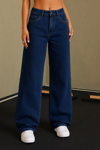 KASHIAN Boyfriend Women Dark Blue Jeans