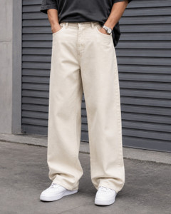Pahiraav Wide Leg Men Beige Jeans - Image 6