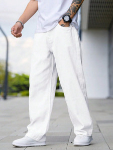 Denim Hawk Loose Fit Men White Jeans