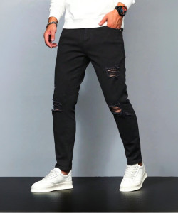 Creatywitty Slim Men Black Jeans