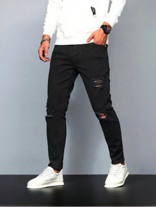 Creatywitty Slim Men Black Jeans