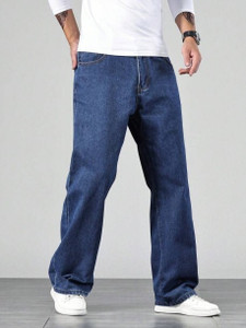 PODGE Loose Fit Men Dark Blue Jeans