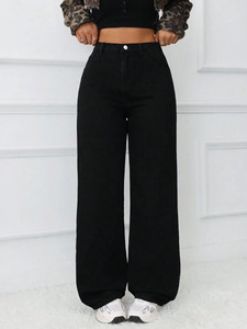 DENIM LOOK Flared Women Black Jeans