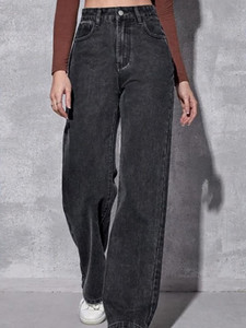 DENIM LOOK Flared Women Dark Grey Jeans