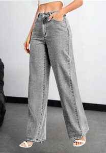 Glitchez Wide Leg Women Grey Jeans