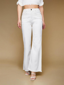 Miss Chase Flared Women White Jeans