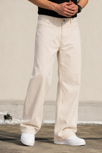 Wearo Jeans Loose Fit Men Beige Jeans