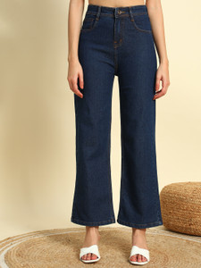 DENIM LOOK Flared Women Dark Blue Jeans