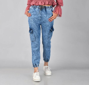 Emmy Word Jogger Fit Women Blue Jeans