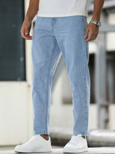Aamishfashion Tapered Fit Men Light Blue Jeans