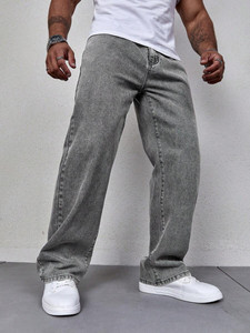 DENIM LOOK Loose Fit Men Grey Jeans