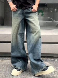 H&H Wide Leg Men Green Jeans - Image 6
