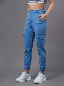 Miss Chase Light Weight Stretchable joggers Jogger Fit Women Blue Jeans