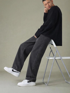 SYNZO Men Relaxed Fit High Rise Dark Grey Jeans - Image 1