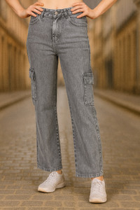 KASHIAN Boyfriend Women Grey Jeans