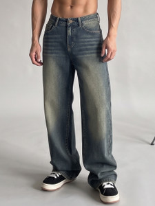 PERISFASHION Wide Leg Men Green Jeans - Image 5