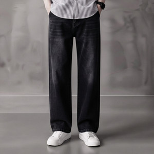 stichstory Straight Fit Black Jeans - Image 4
