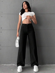 DENIM LOOK Loose Fit Women Black Jeans