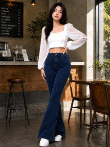 KASHIAN Flared Women Dark Blue Jeans