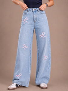 VBEAUTI Wide Leg Women Light Blue Jeans