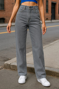 KASHIAN Boyfriend Women Grey Jeans