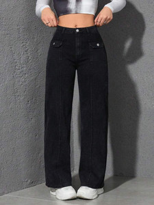 KASHIAN Boyfriend Women Black Jeans