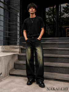 Nakalchi Wide Leg Black, Green Jeans - Image 4