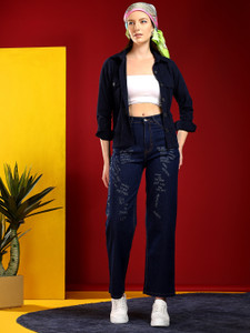 KOTTY Straight Fit Women Dark Blue Jeans
