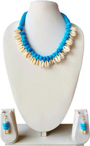 bongo nari boutique Fabric Blue Jewellery Set