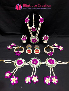 Blinklove Creation Fabric, Stone, Plastic Purple, White, Gold Jewellery Set